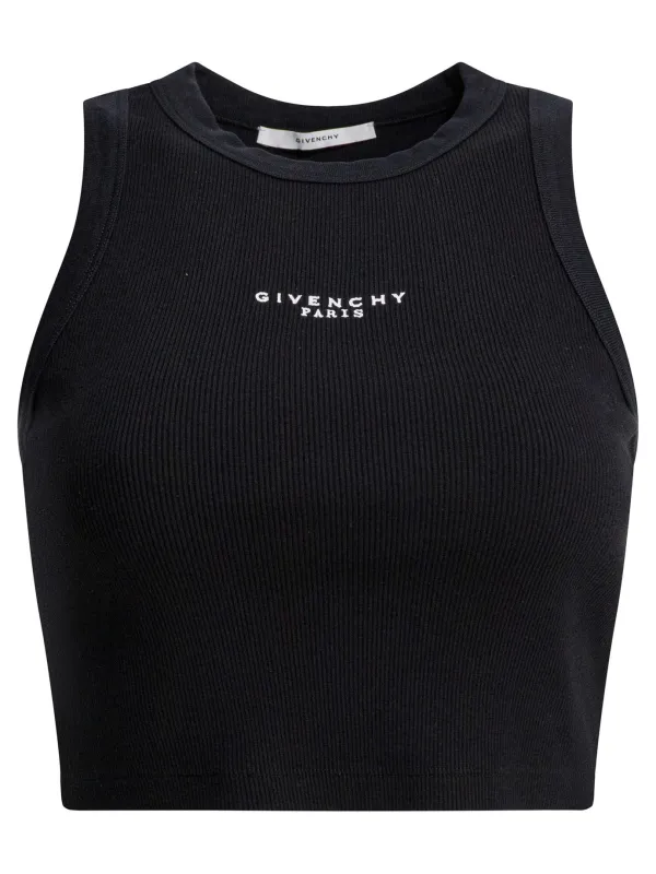 Cropped Tank Top With Logo Tops Black sold by Wanan Luxury
