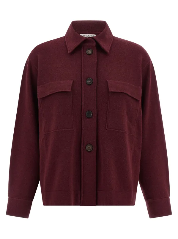Knitted Shirt Shirt And Blouse Bordeaux made by Brunello Cucinelli