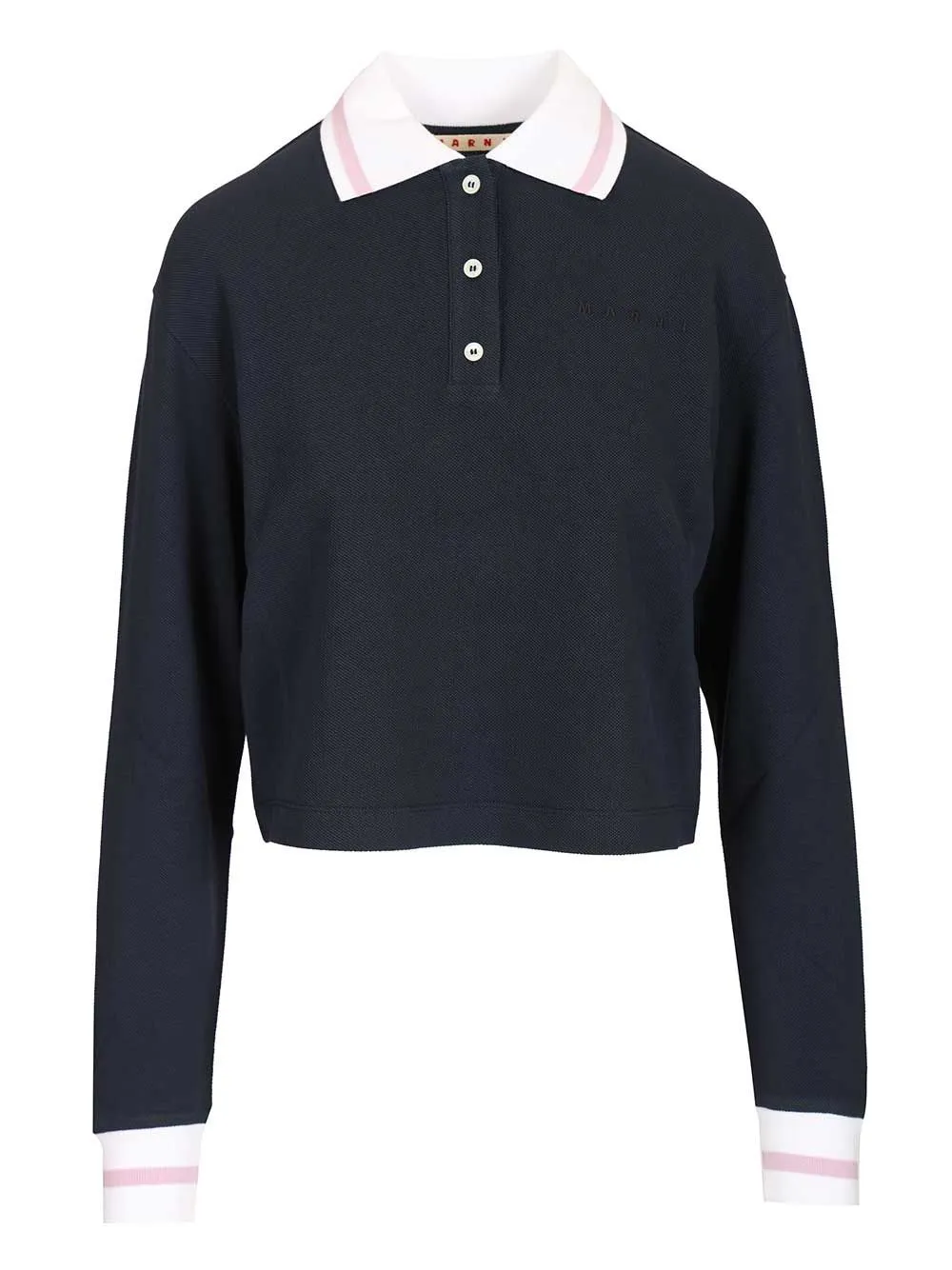 Long-Sleeved Cotton Piqué Polo Shirt Blue sold by Wanan Luxury