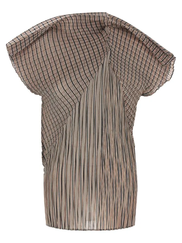 Generic Stripes (Machine Pleats) Tops Brown sold by Wanan Luxury