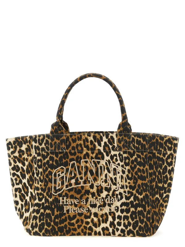 Leopard Medium Tote Tote Bag Brown sold by Wanan Luxury