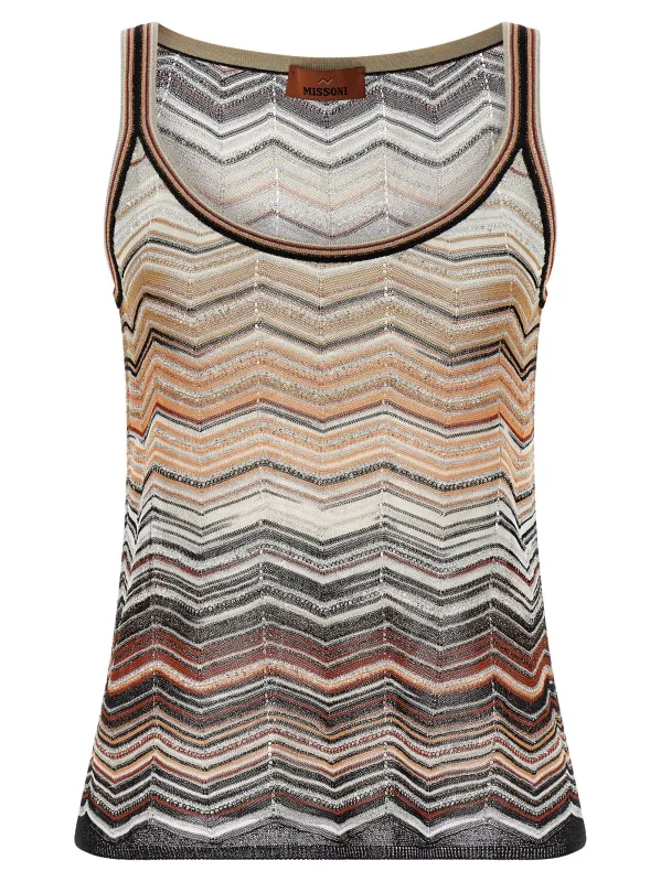 Tank Top Chevron Lamé Tops Multicolor sold by Wanan Luxury