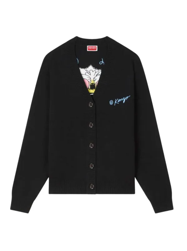 "Kenzo Wild Tiger" Wool And Cotton Cardigan sold by Wanan Luxury