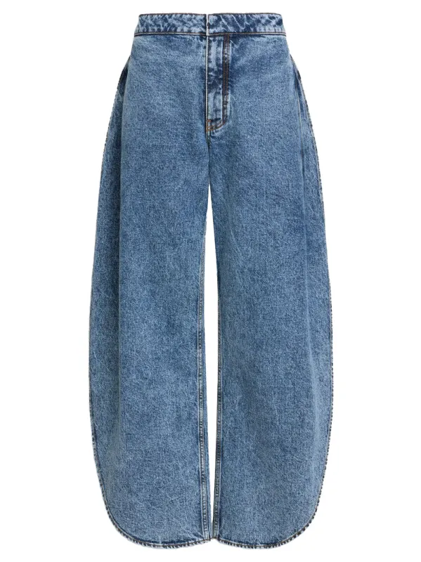 Petal Denim Pants With Side Slit made by Wanan Luxury