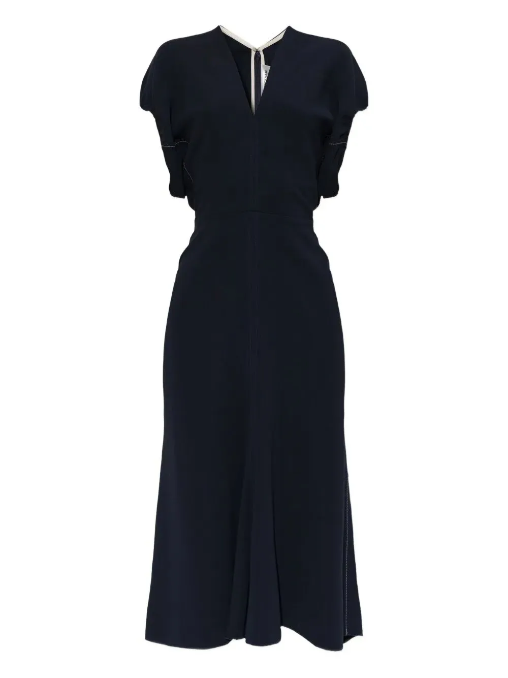 Blouson Detail V-Neck Midi Dress sold by Wanan Luxury