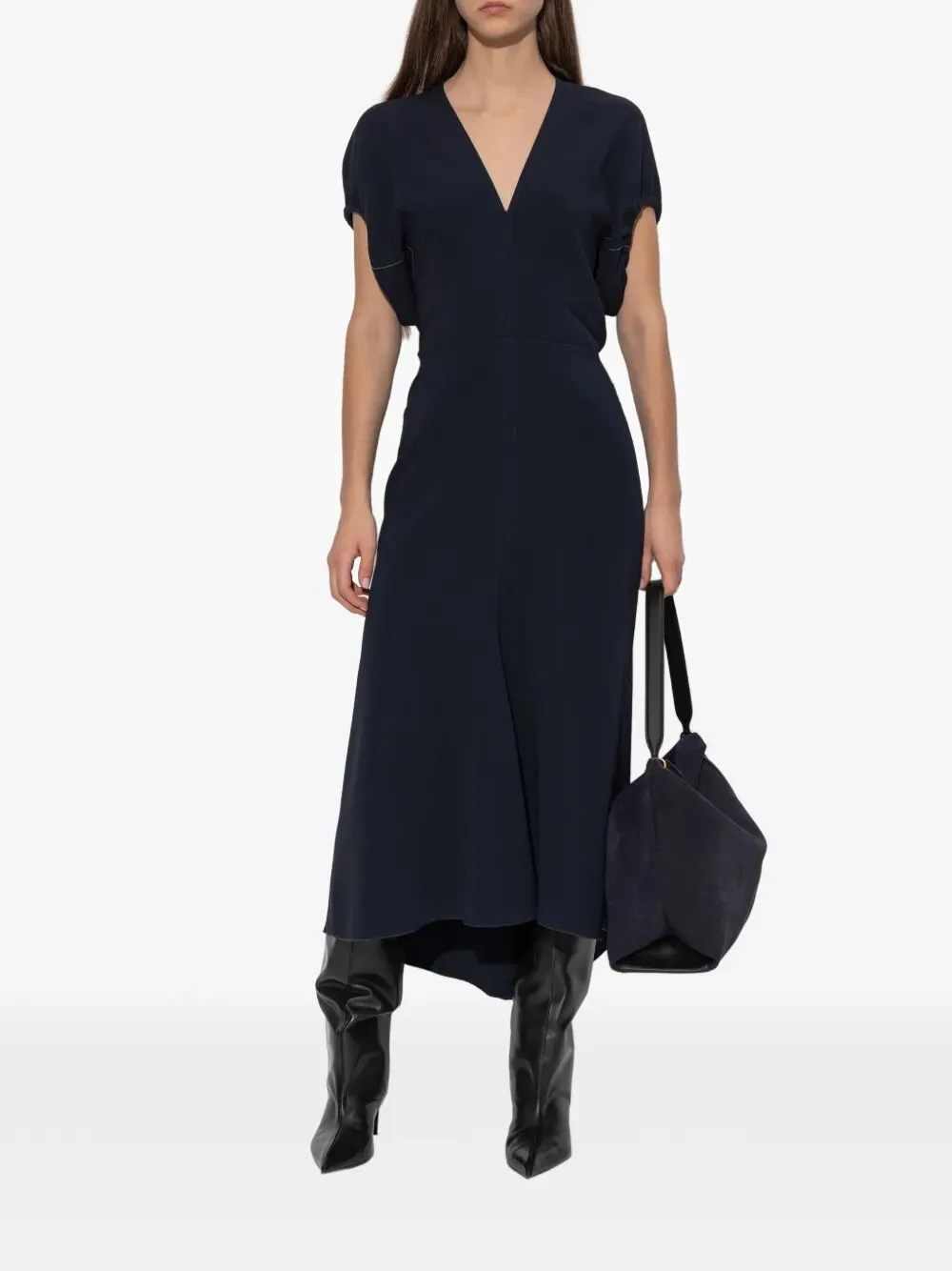 Blouson Detail V-Neck Midi Dress sold by Wanan Luxury product image thumbnail 5