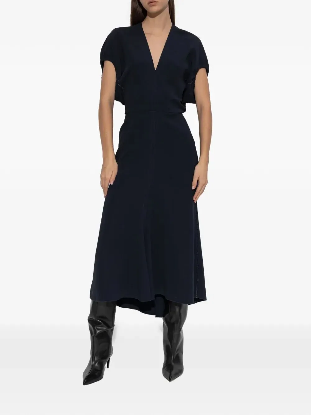 Blouson Detail V-Neck Midi Dress sold by Wanan Luxury product image thumbnail 2
