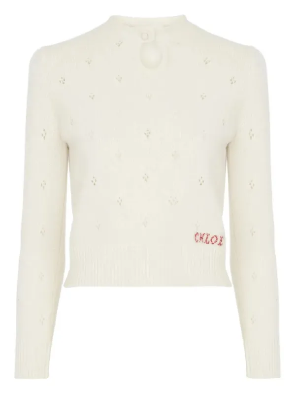 Wool And Cashmere Fitted Sweater With An Openwork Motif sold by Wanan Luxury