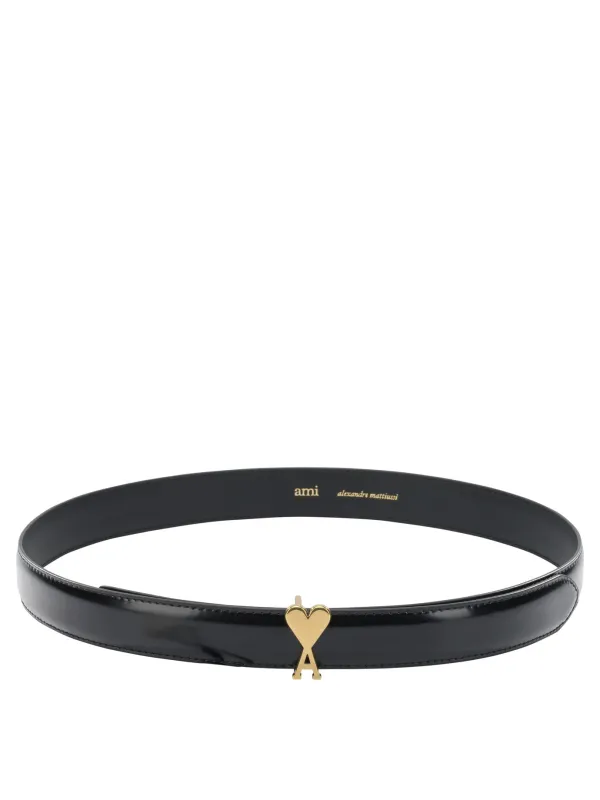 Leather Belt With Buckle Ami De Coeur Belts Black sold by Wanan Luxury