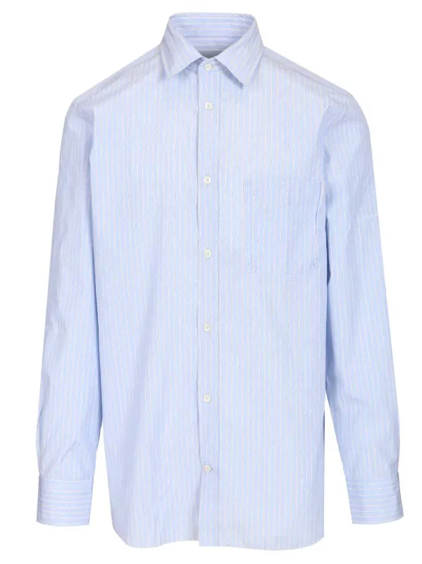 Tailored Striped Cotton Shirt Shirts Blue sold by Wanan Luxury
