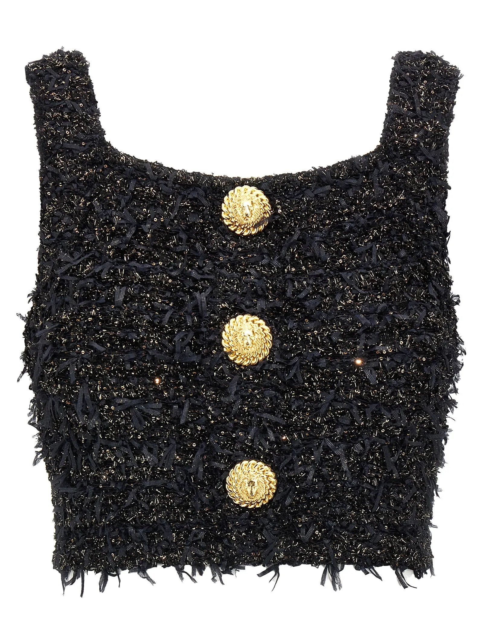 Lurex Tweed Top Tops Black sold by Wanan Luxury