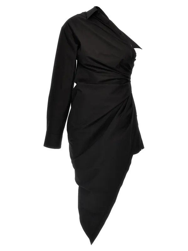 Asymmetrical Shirt Dress Dresses Black sold by Wanan Luxury