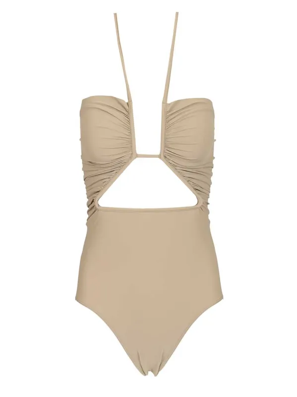 Prong One-Piece Swimsuit With Cut-Out Swimwear Beige sold by Wanan Luxury