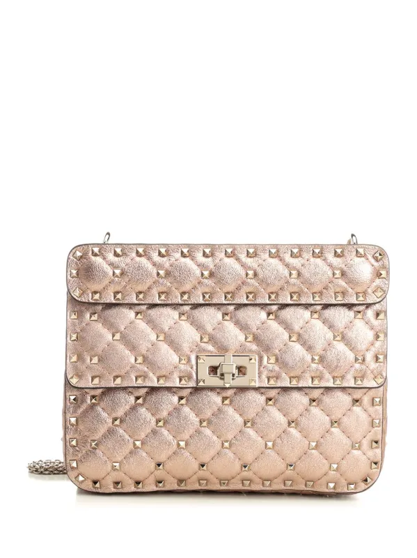 Rockstud Spike Shoulder Bags Rose sold by Wanan Luxury