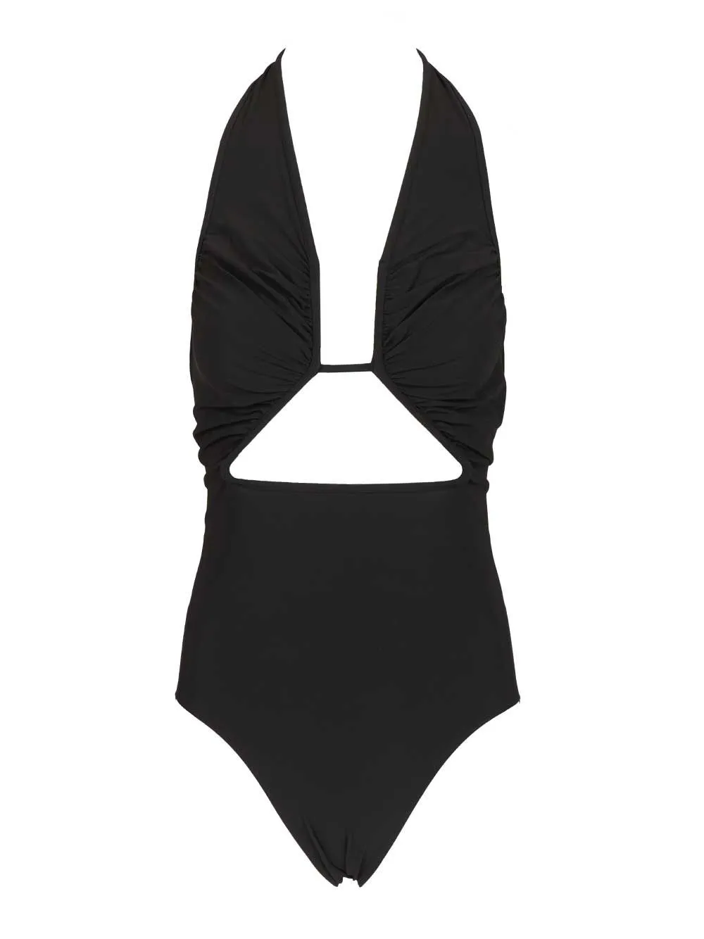 Halter Prong One-Piece Swimsuit Swimwear Black sold by Wanan Luxury
