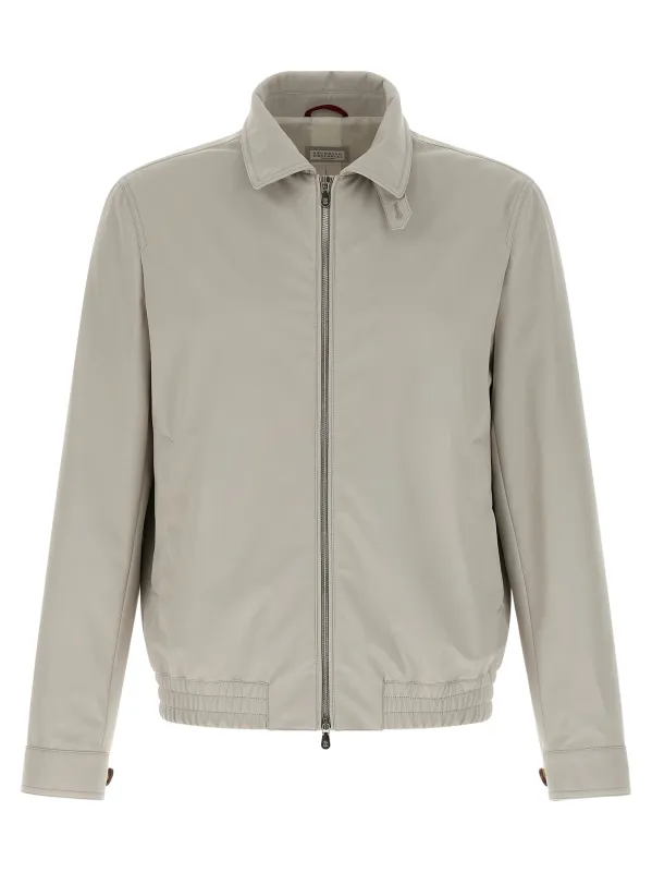 Nylon Bomber Jacket Puffer Jackets Gray made by Brunello Cucinelli