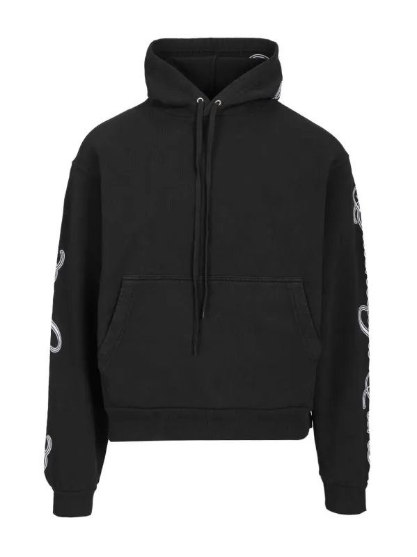 Cursive Oversized Hoodie Sweatshirts Black made by Balenciaga
