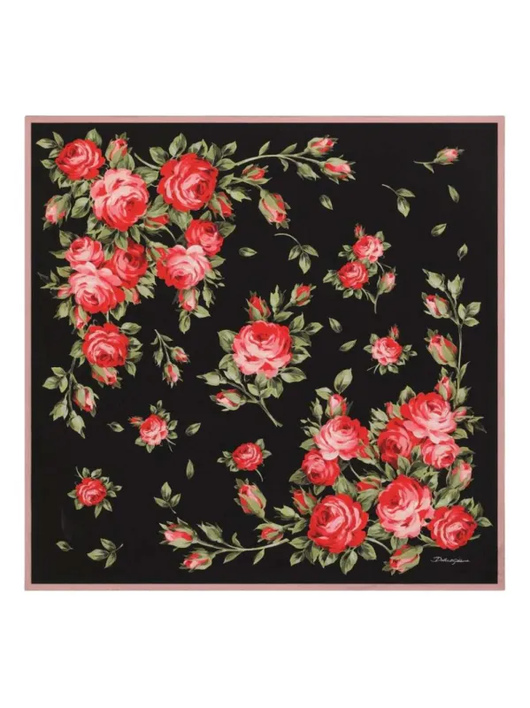 90x90 Cm Silk Twill Scarf With A Rose Bouquet Print sold by Wanan Luxury