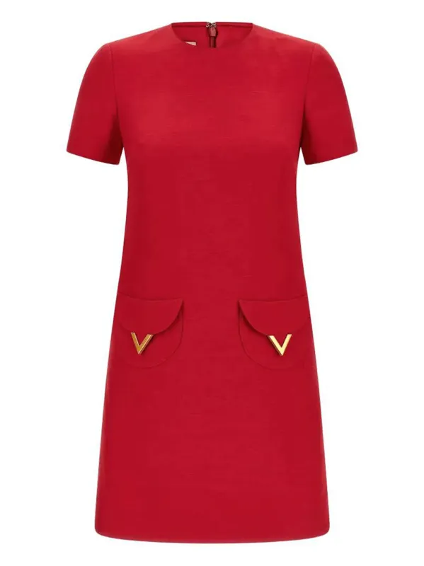 Pocket-Detail And V Logo Mini Dress sold by Wanan Luxury