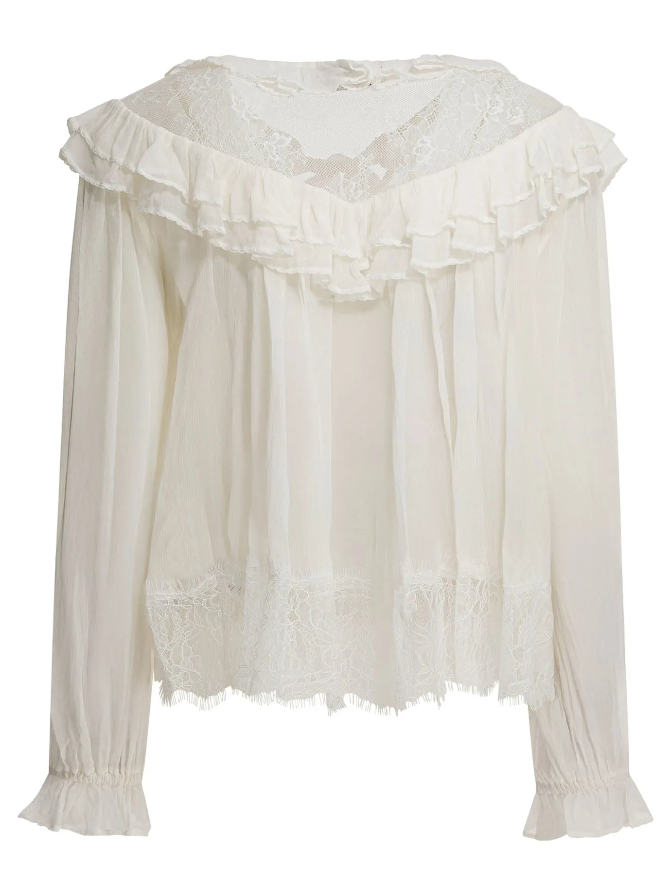 Georgette Lace Blouse Shirts White sold by Wanan Luxury product image thumbnail 2