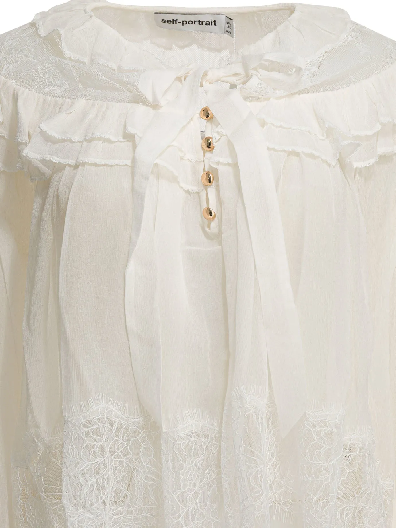 Georgette Lace Blouse Shirts White sold by Wanan Luxury product image thumbnail 3