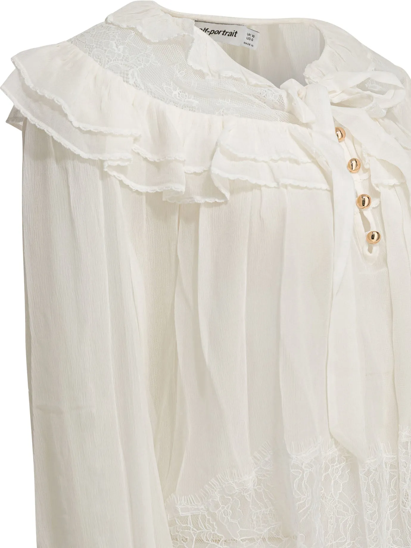 Georgette Lace Blouse Shirts White sold by Wanan Luxury product image thumbnail 4
