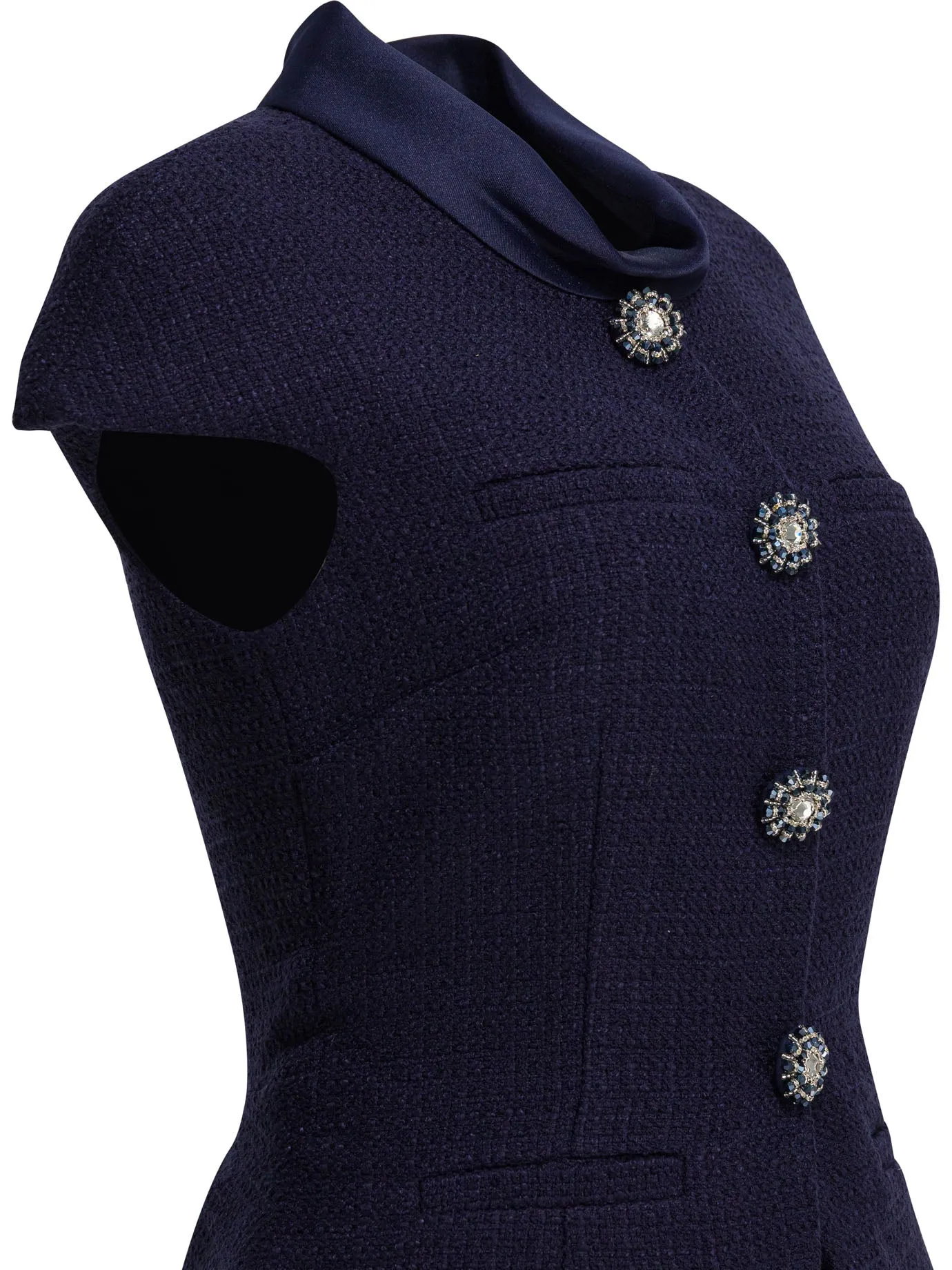 Taffeta Boucle Midi Dress Dresses Blue sold by Wanan Luxury product image thumbnail 4