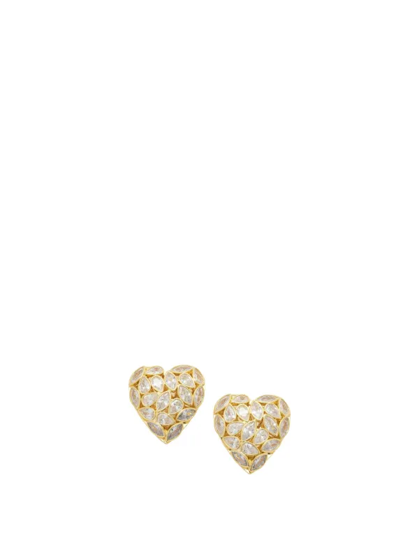 Decorated Heart Earrings Jewels Gold sold by Wanan Luxury