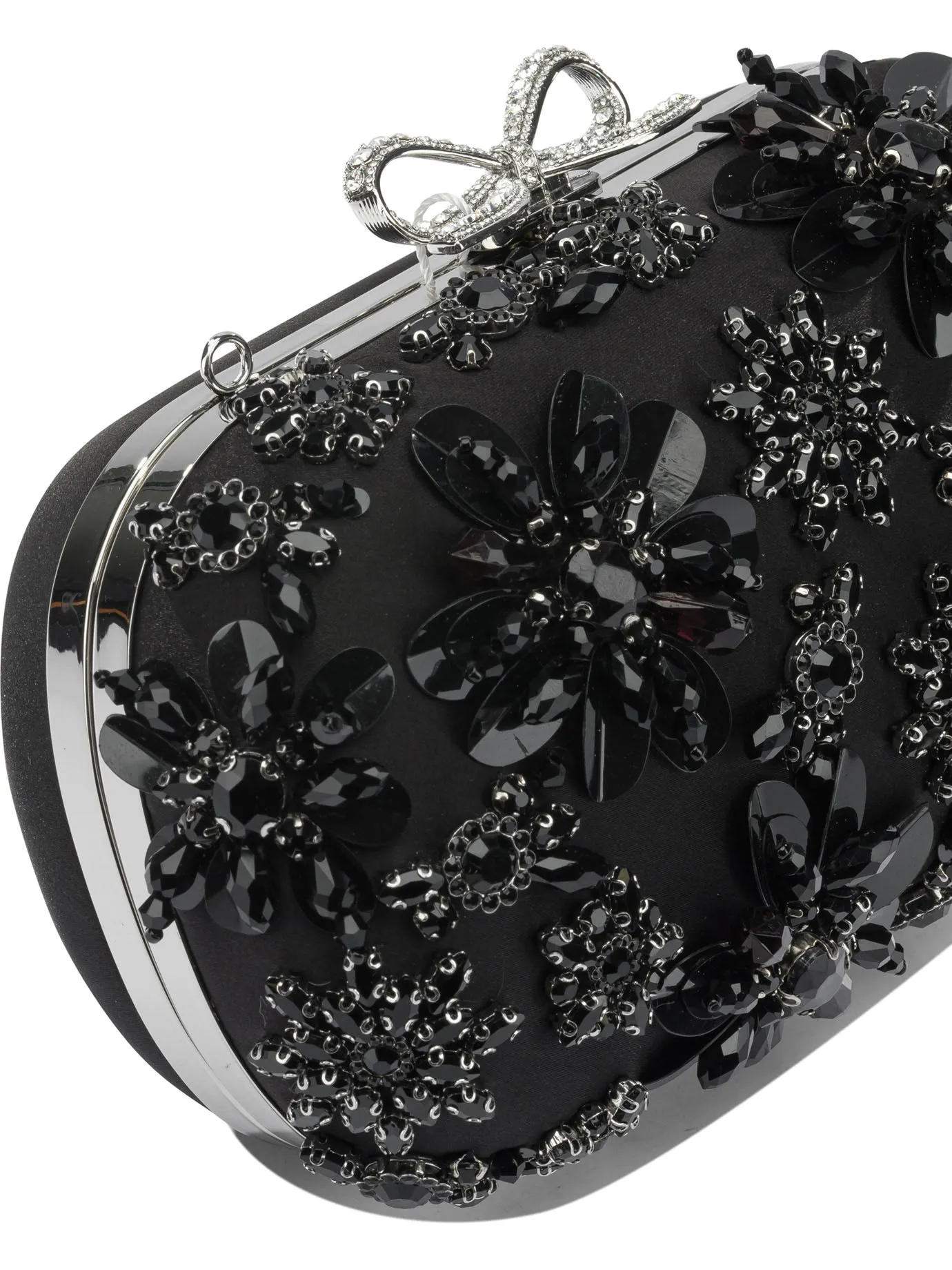 Satin Clutch Bag With Crystals Clutches Black sold by Wanan Luxury product image thumbnail 4