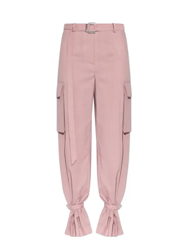 Pink Polyester Trousers made by The Attico