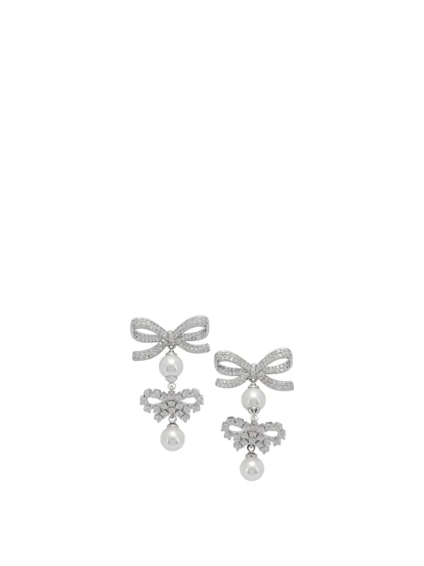 Earrings With Bows And Pearls Jewels Silver sold by Wanan Luxury