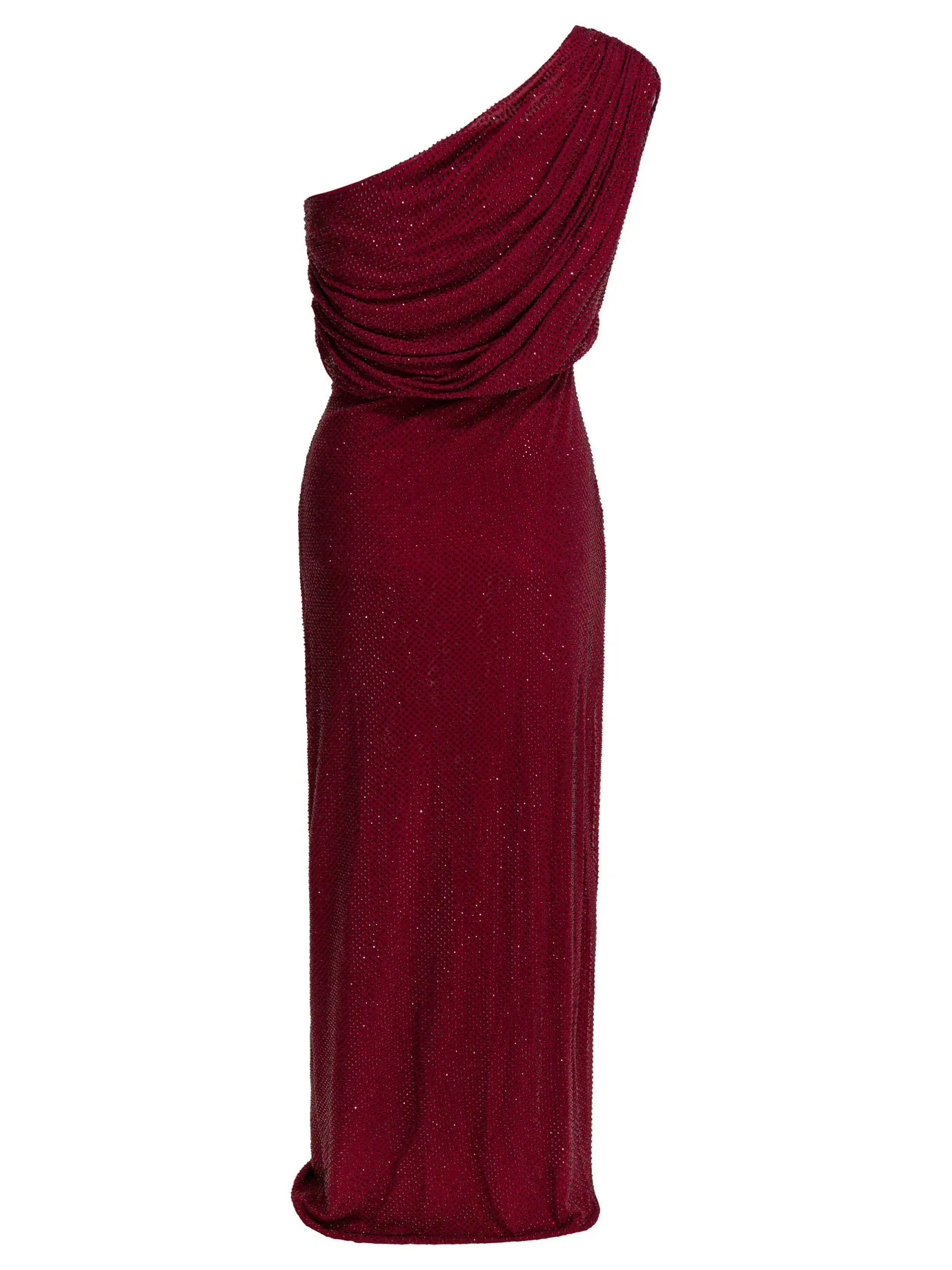 Draped Midi Dress With Rhinestones Dresses Red sold by Wanan Luxury product image thumbnail 2