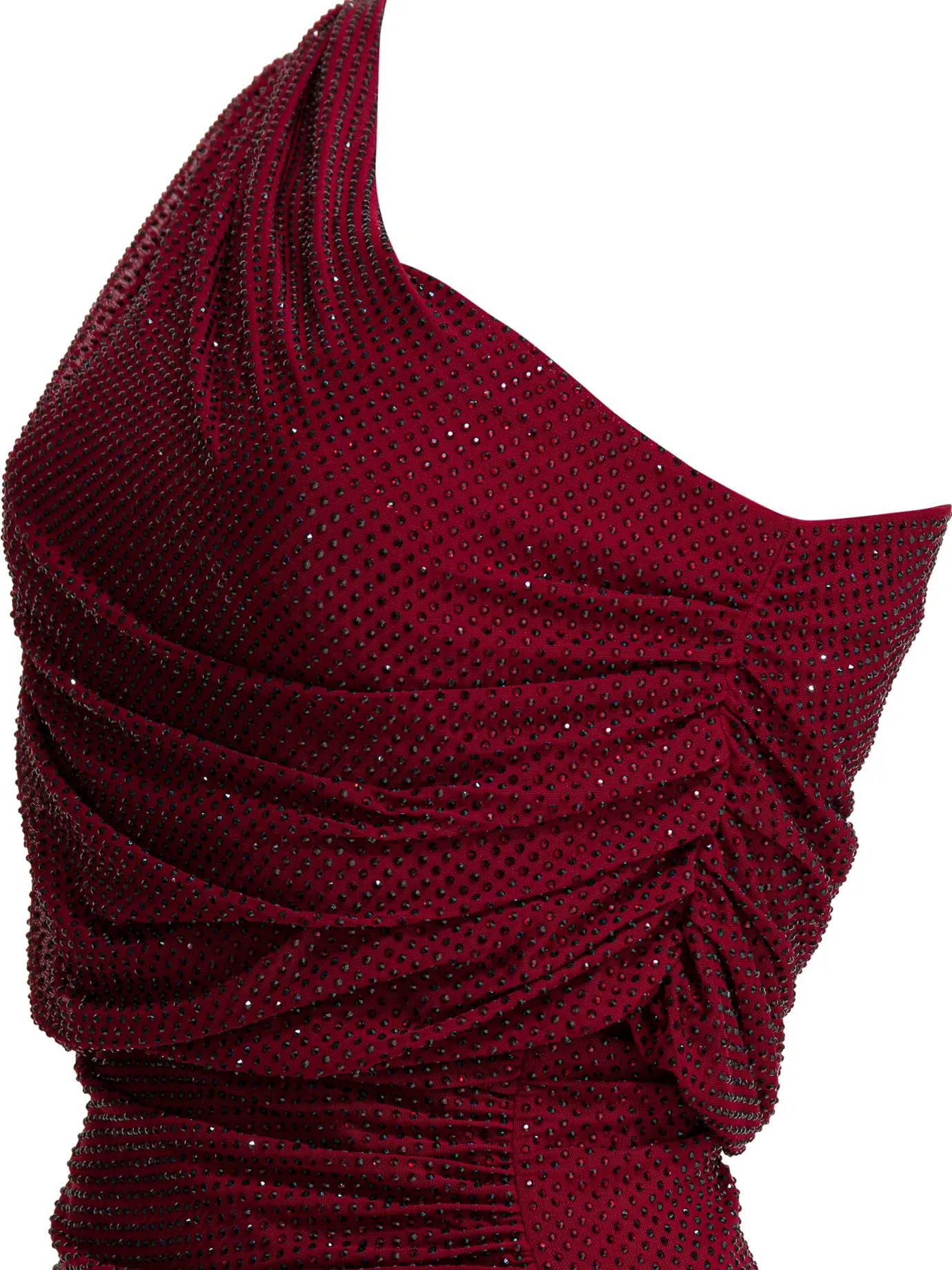 Draped Midi Dress With Rhinestones Dresses Red sold by Wanan Luxury product image thumbnail 3