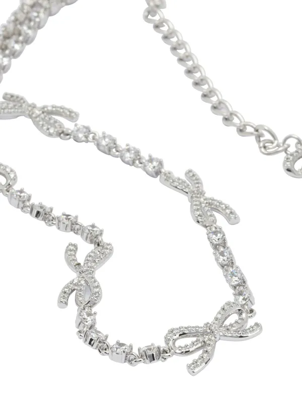 Necklace With Bows And Crystals Jewels Silver sold by Wanan Luxury