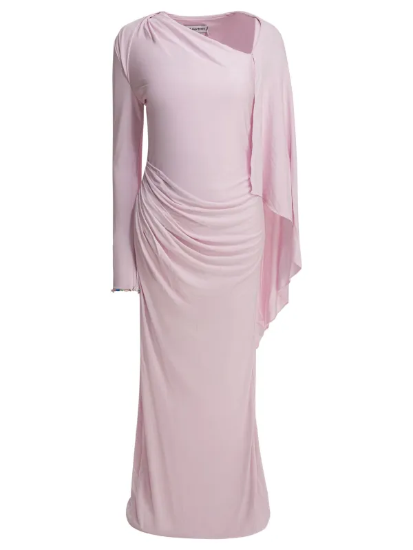 Long Draped Jersey Dress Dresses Pink sold by Wanan Luxury