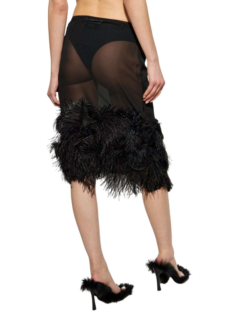 Midi Skirt With Feathers In Black sold by Wanan Luxury product image thumbnail 4