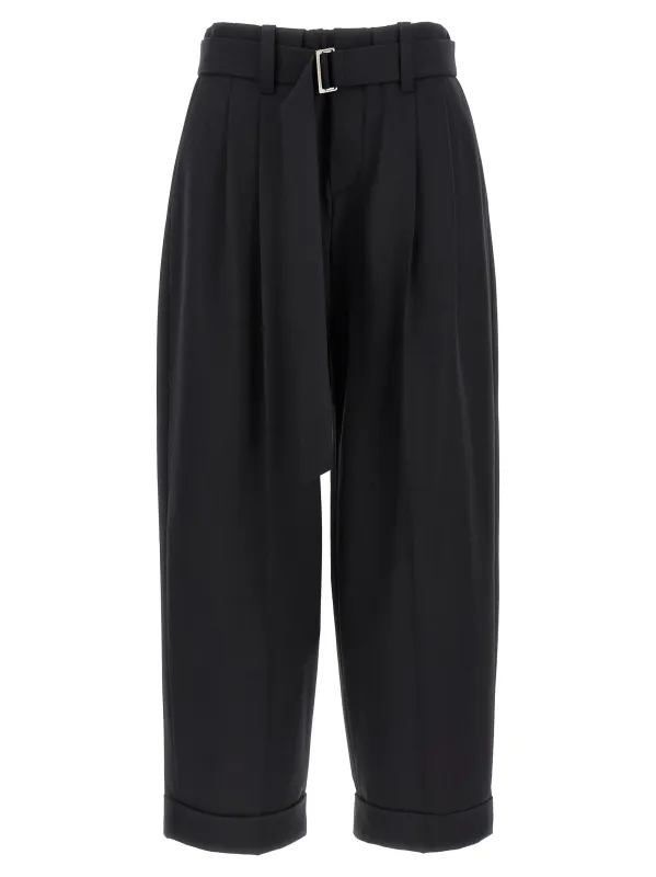 Belt Wool Pants Black sold by Wanan Luxury