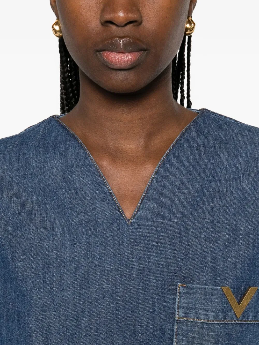 V-Neck Denim Shirt With Logo sold by Wanan Luxury product image thumbnail 5