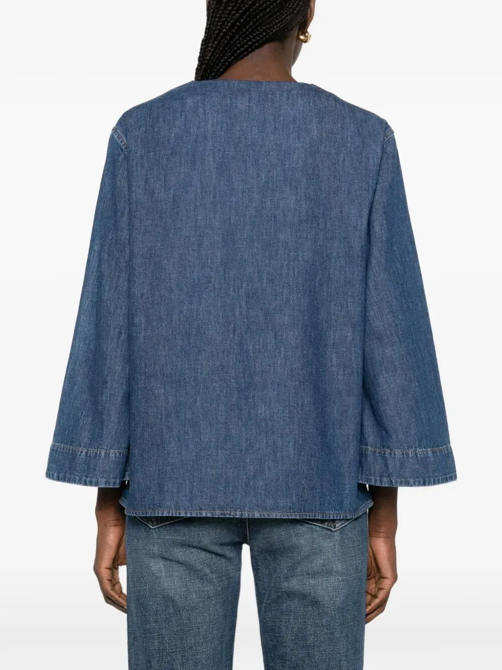 V-Neck Denim Shirt With Logo sold by Wanan Luxury product image thumbnail 3