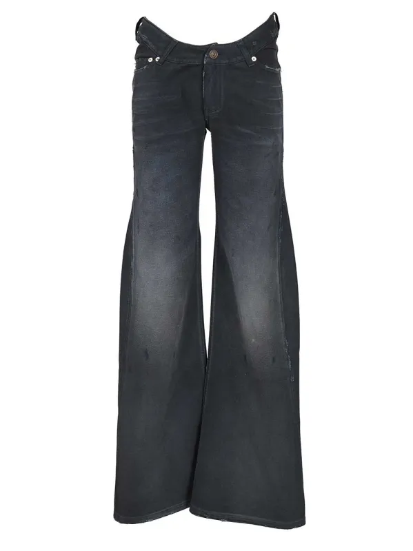 Curved Waist Pants Jeans Blue sold by Wanan Luxury