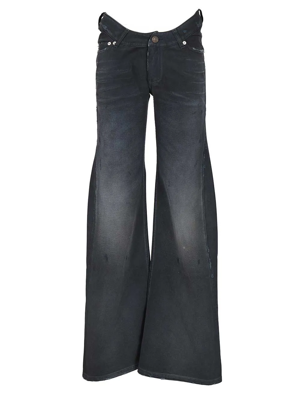 Curved Waist Pants Jeans Blue sold by Wanan Luxury