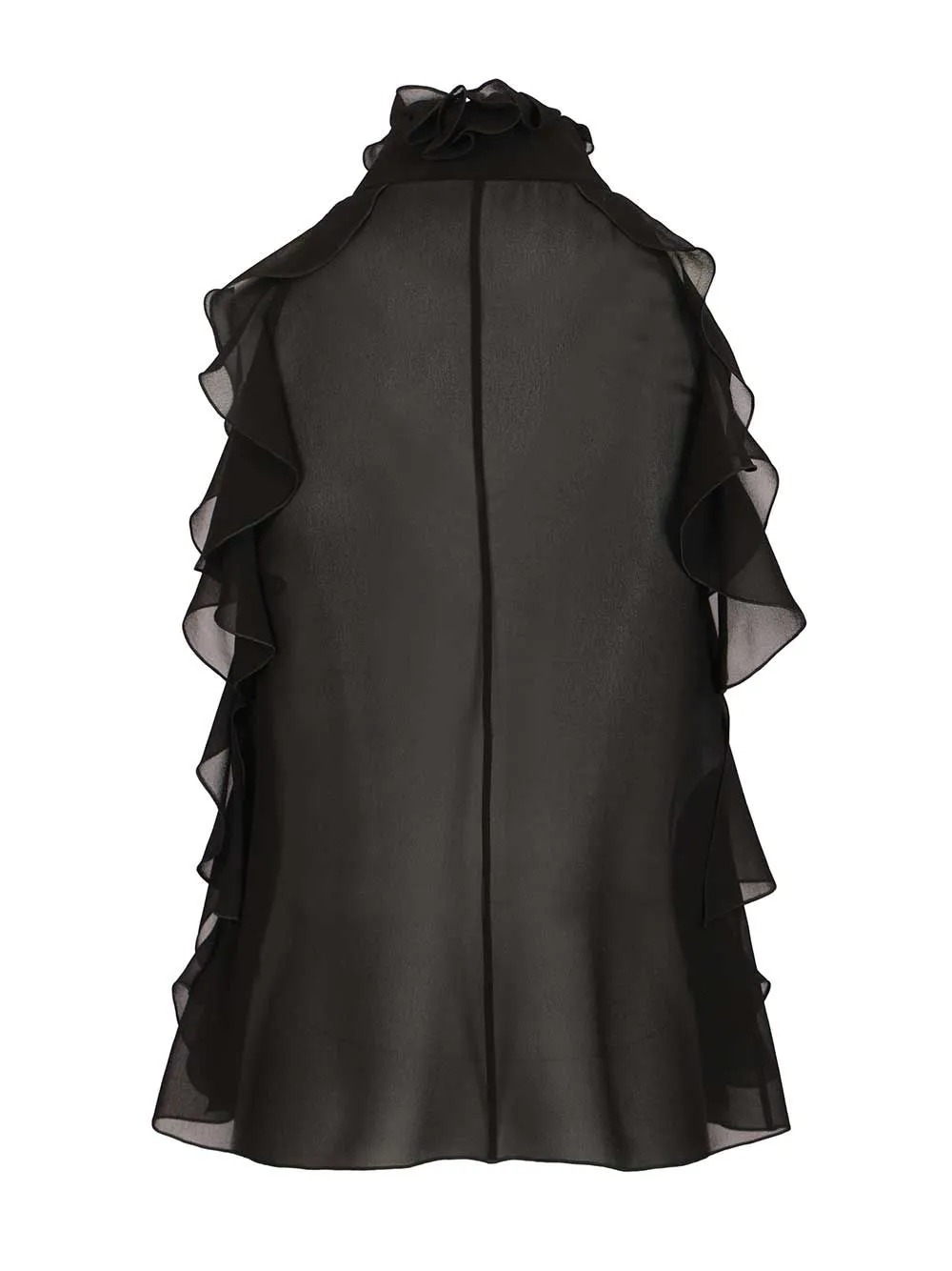 Cut-Out Top In Silk Georgette With Ruffles Tops Black sold by Wanan Luxury product image thumbnail 2
