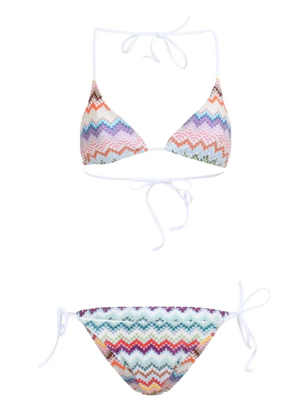 Triangle Bikini In LamÉ Viscose With Pixel-Effect Zigzag Pattern sold by Wanan Luxury