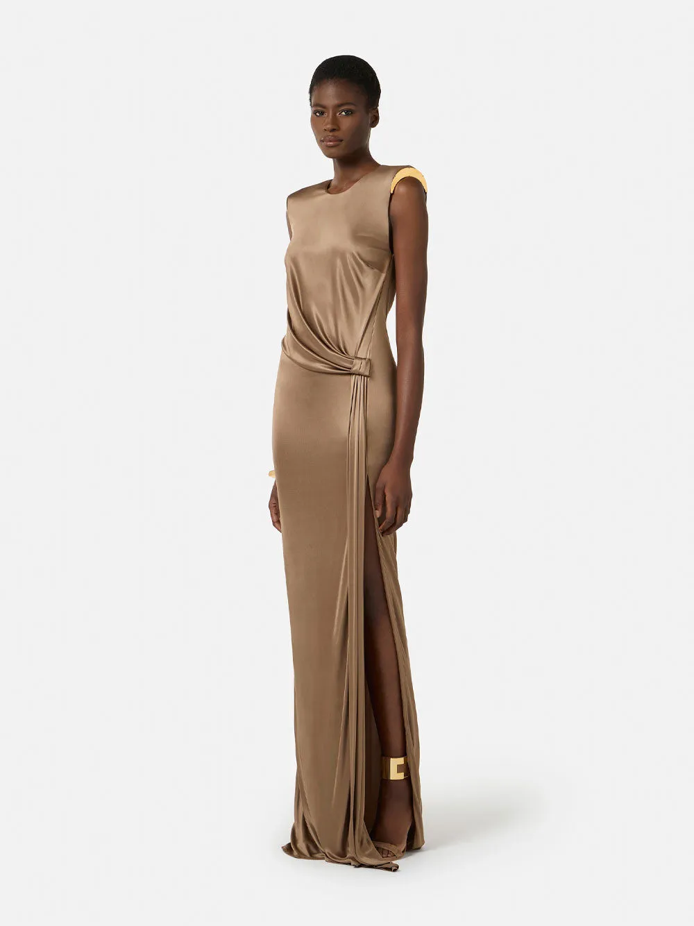 Red Carpet Shiny Viscose Jersey Long Dress With Side Slit sold by Wanan Luxury product image thumbnail 2