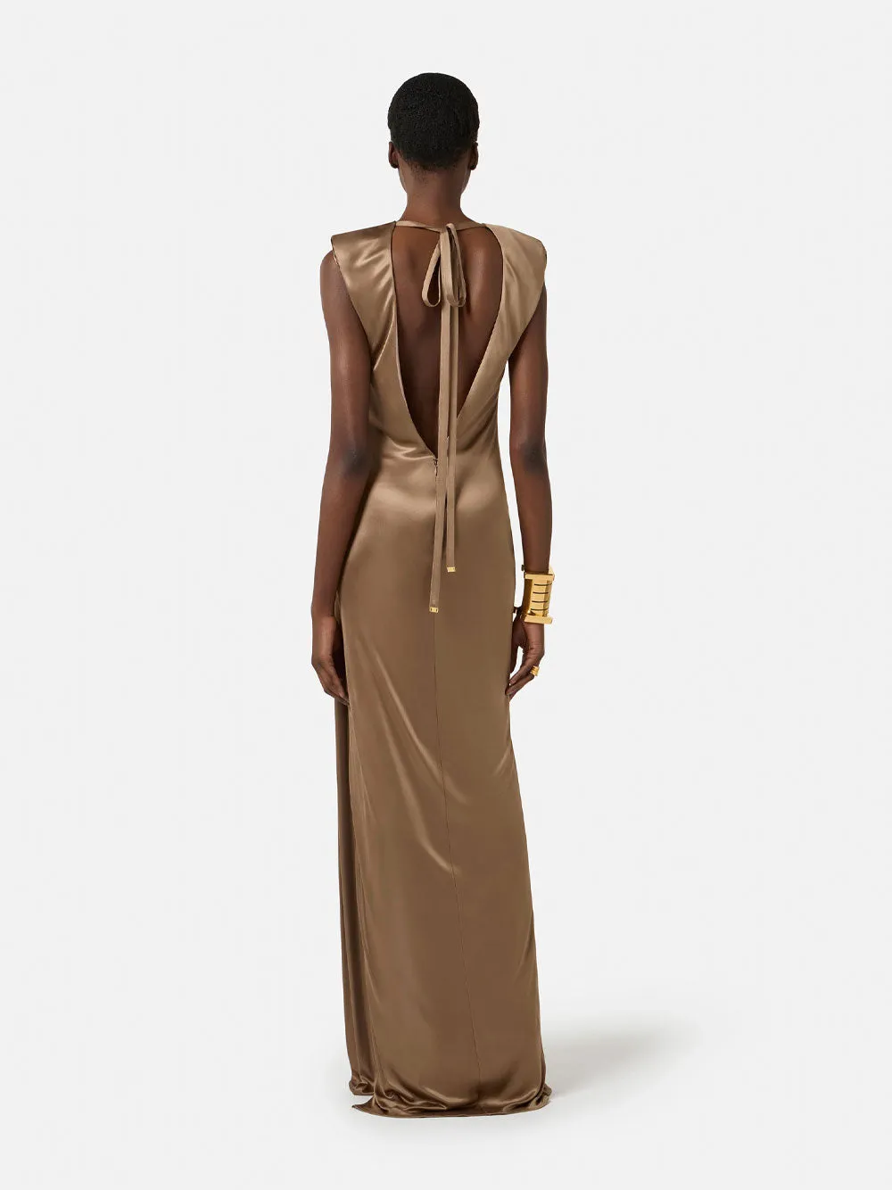 Red Carpet Shiny Viscose Jersey Long Dress With Side Slit sold by Wanan Luxury product image thumbnail 3