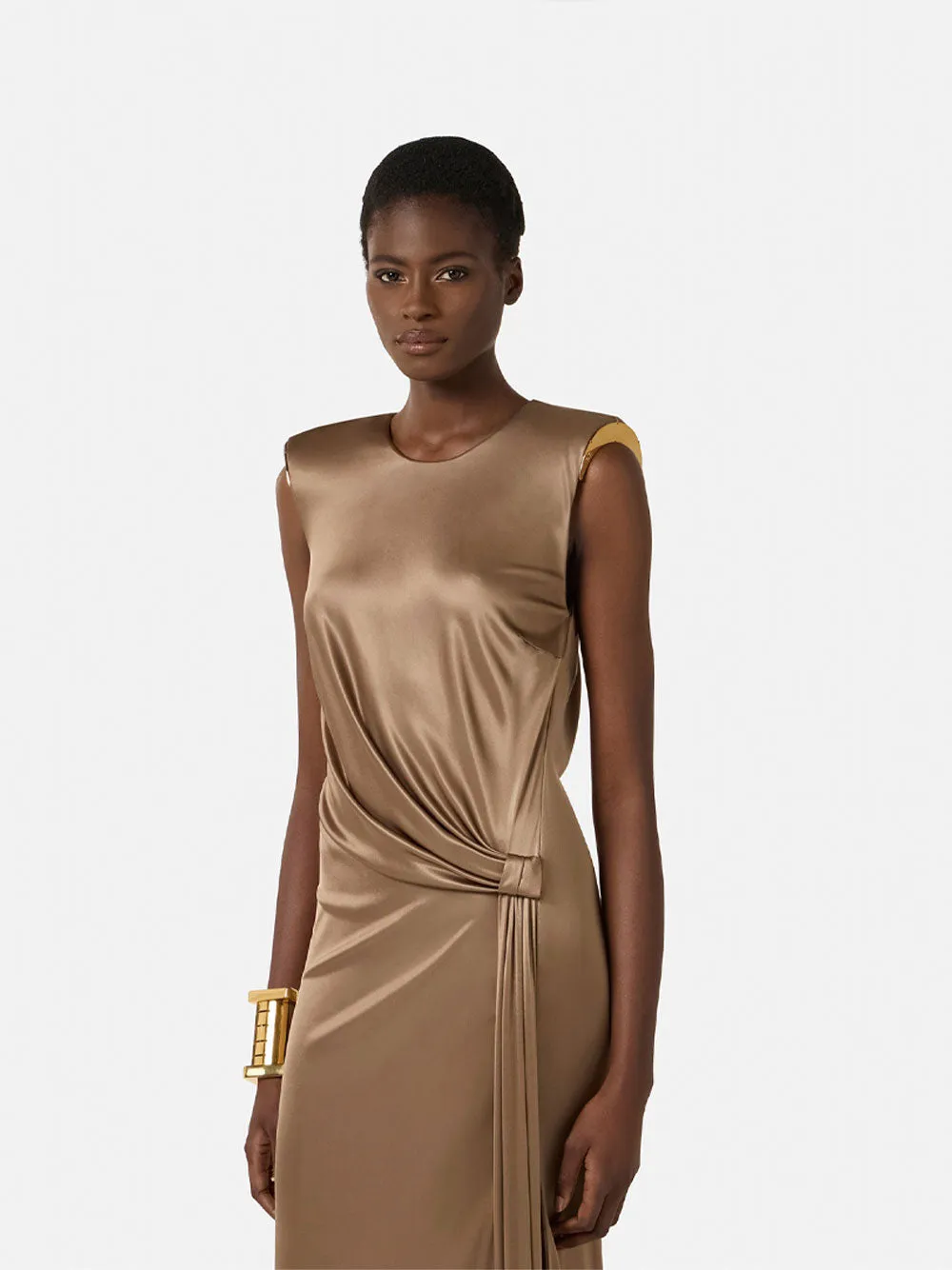 Red Carpet Shiny Viscose Jersey Long Dress With Side Slit sold by Wanan Luxury product image thumbnail 4