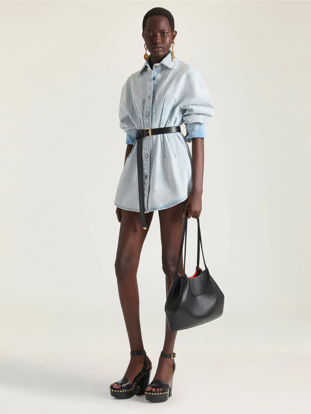 Cinched Waist Denim Cocoon Dress sold by Wanan Luxury product image thumbnail 2