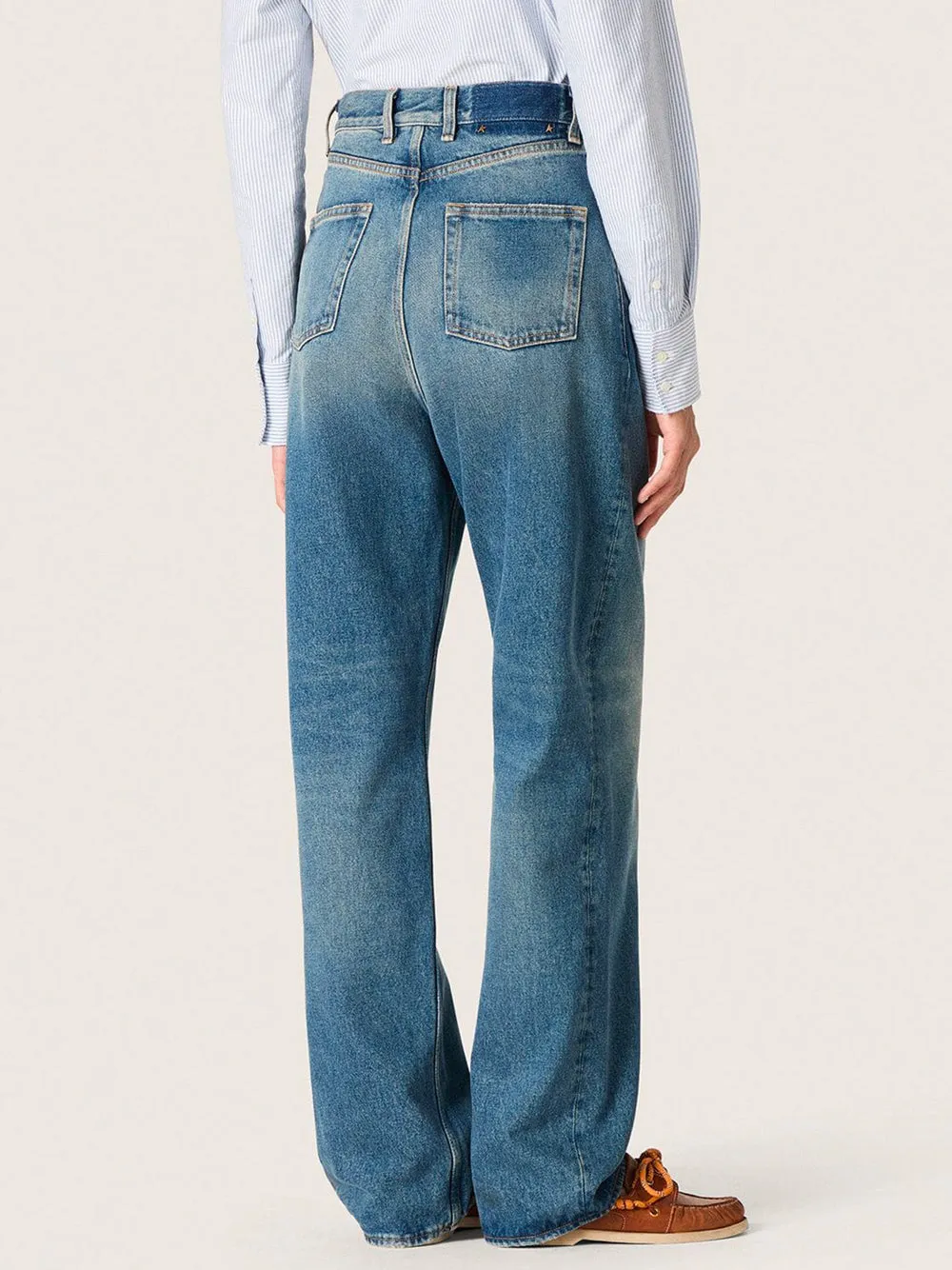 Stone-Washed Light Blue Denim Boyfriend Jeans sold by Wanan Luxury product image thumbnail 3