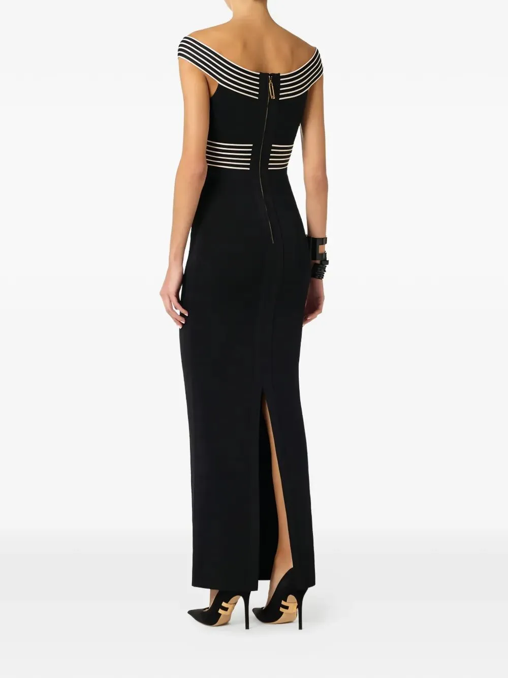 Knit Long Dress With Striped Bands sold by Wanan Luxury product image thumbnail 3