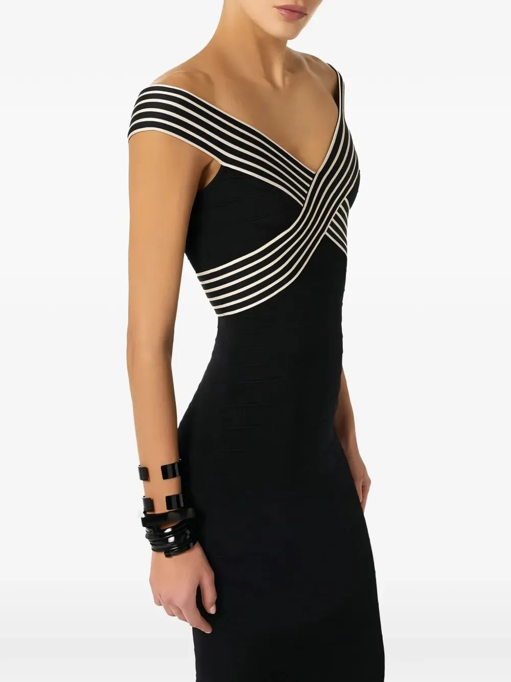 Knit Long Dress With Striped Bands sold by Wanan Luxury product image thumbnail 4